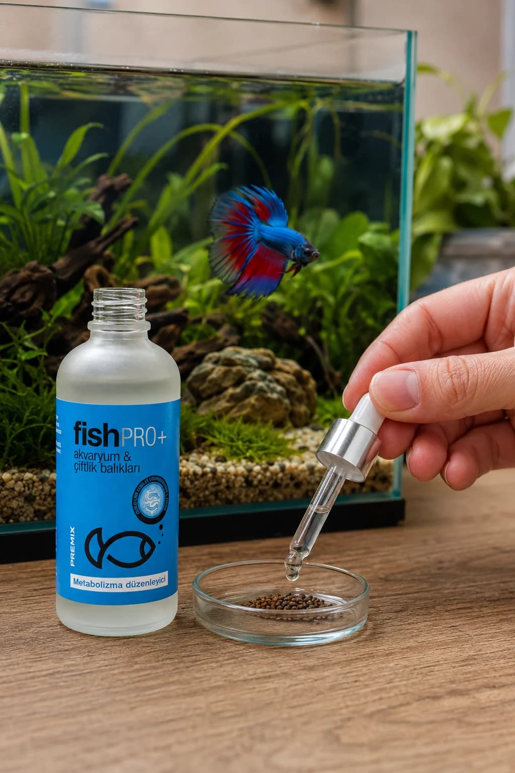 FishPro+ beta balığı pelet yemine damlatma