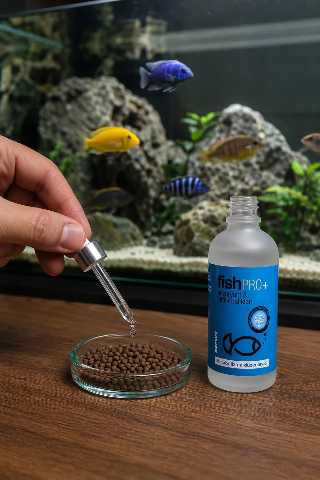 FishPro+ ciklet pelet/granül yemine damlatma