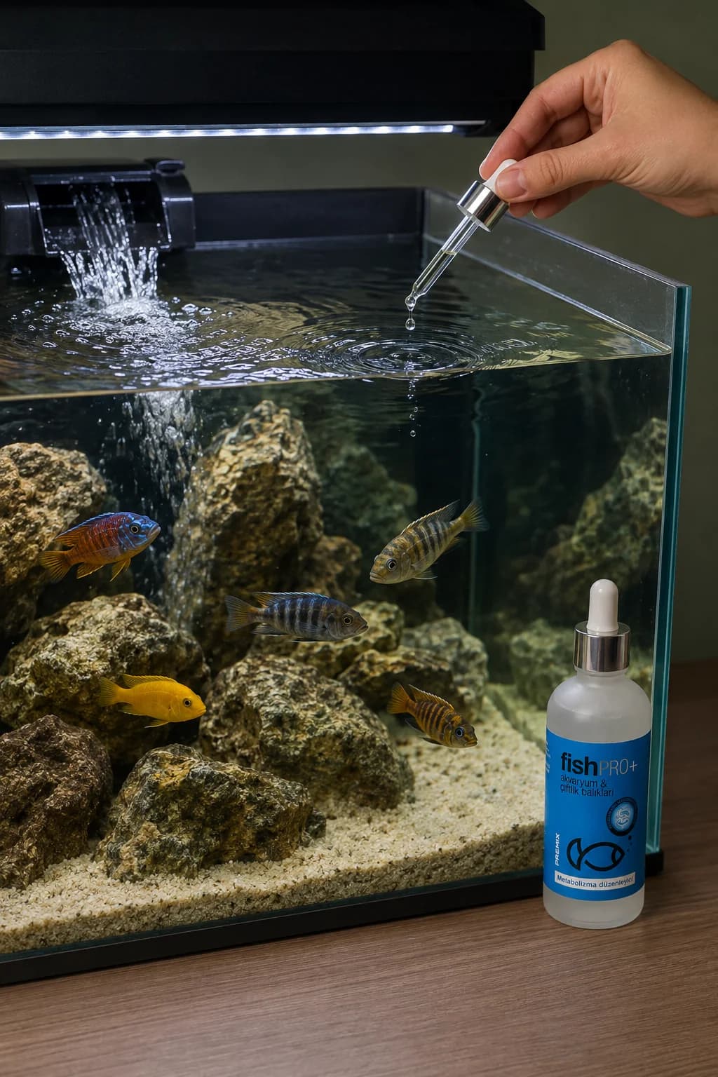 FishPro+ ciklet akvaryumuna doğrudan damlatma