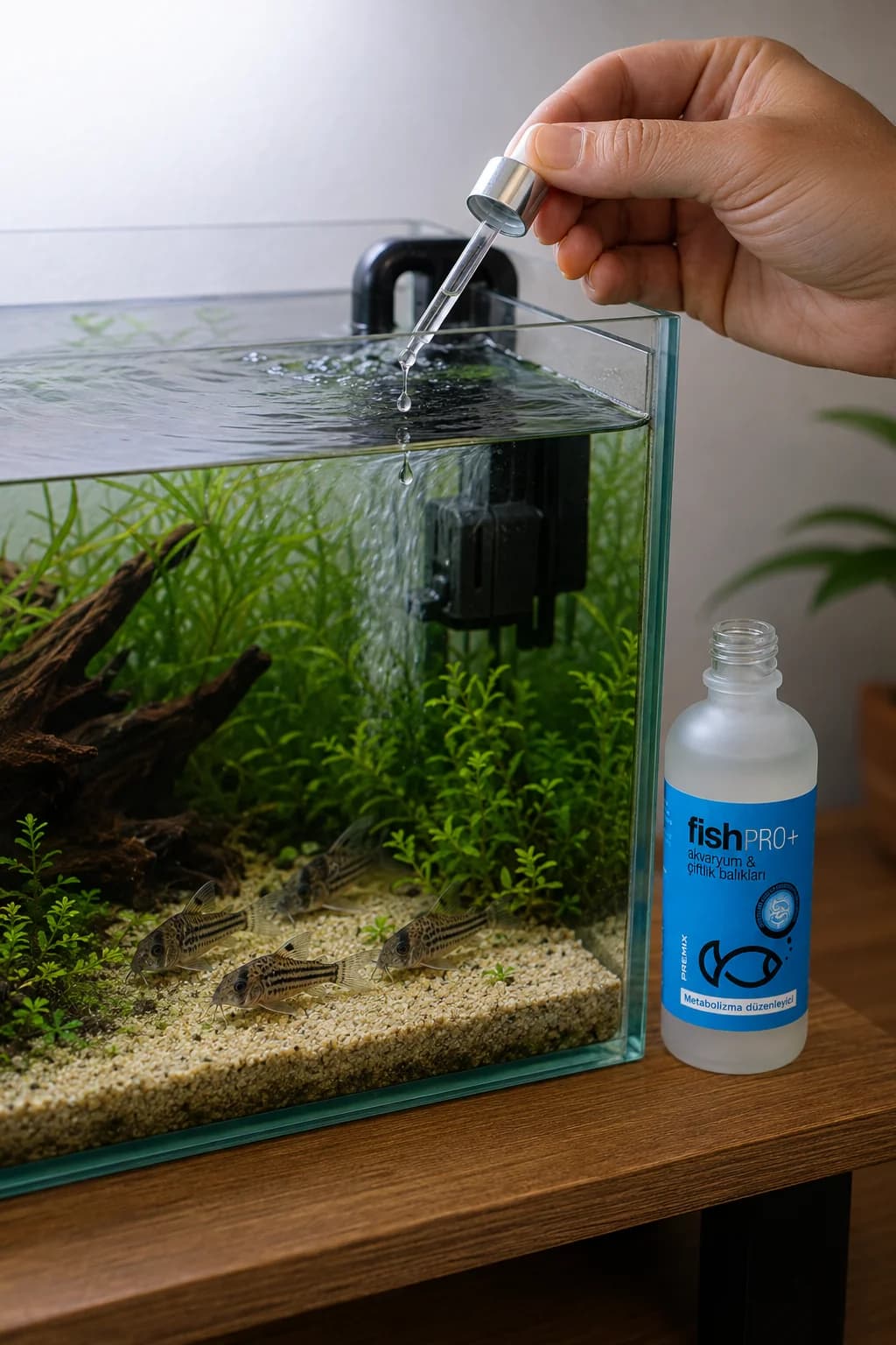 FishPro+ çöpçü akvaryumuna doğrudan damlatma