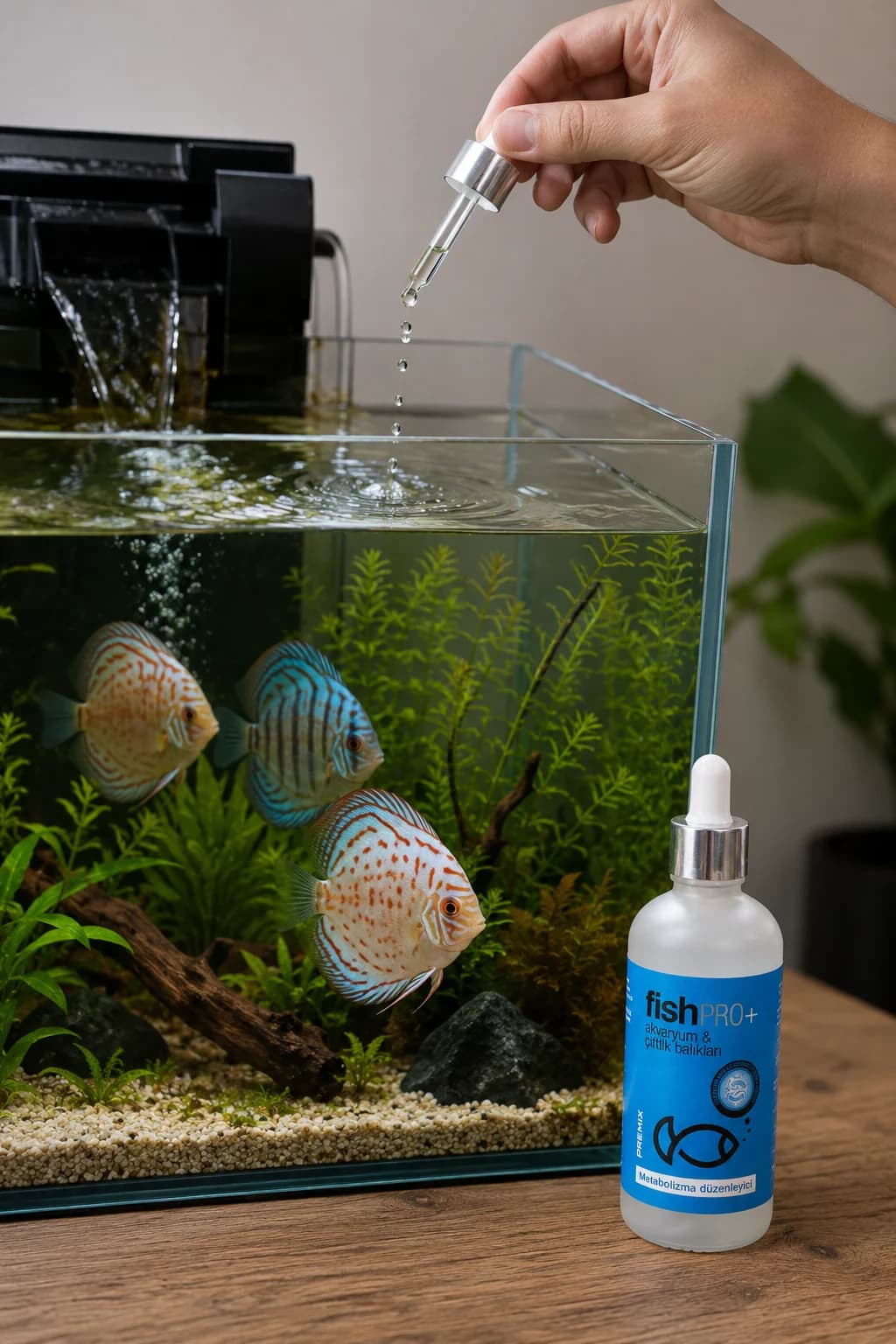 FishPro+ discus balığı akvaryumuna doğrudan damlatma
