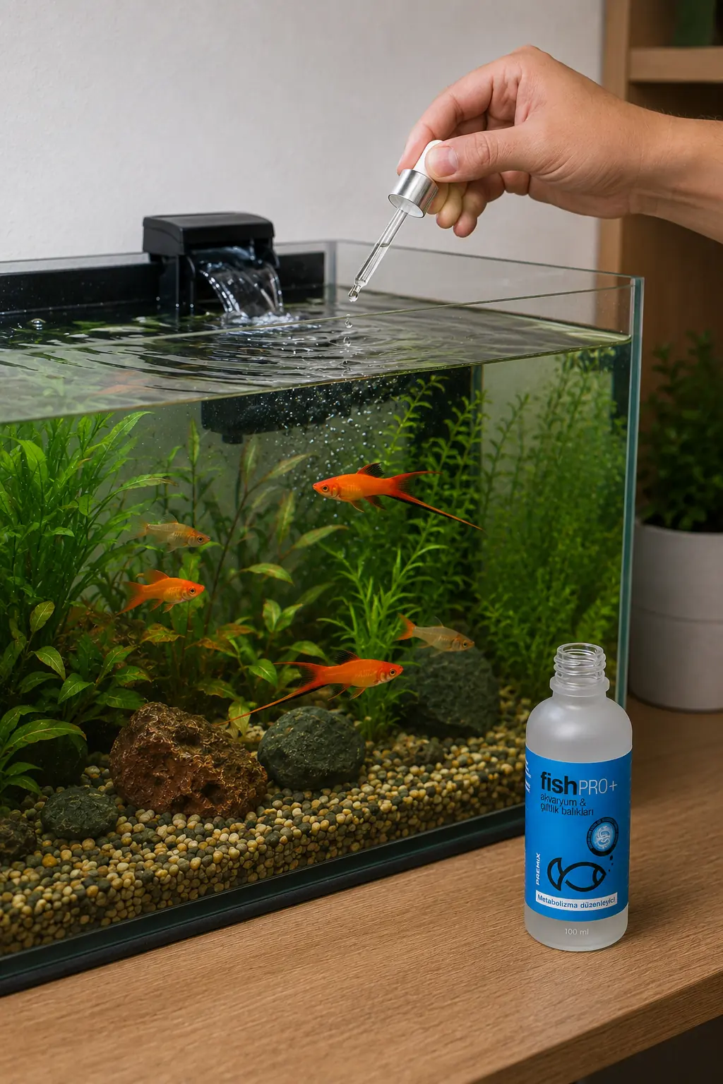 FishPro+ kılıçkuyruk balığı su değişiminde kullanım