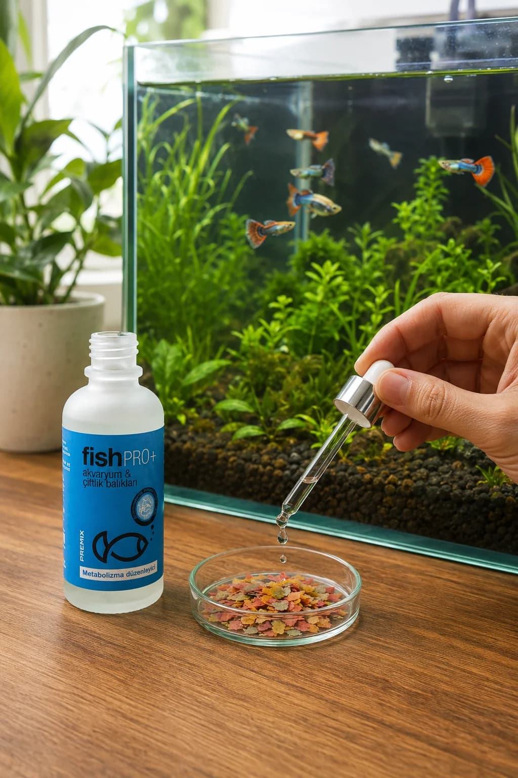 FishPro+ lepistes balığı pul/granül yemine damlatma