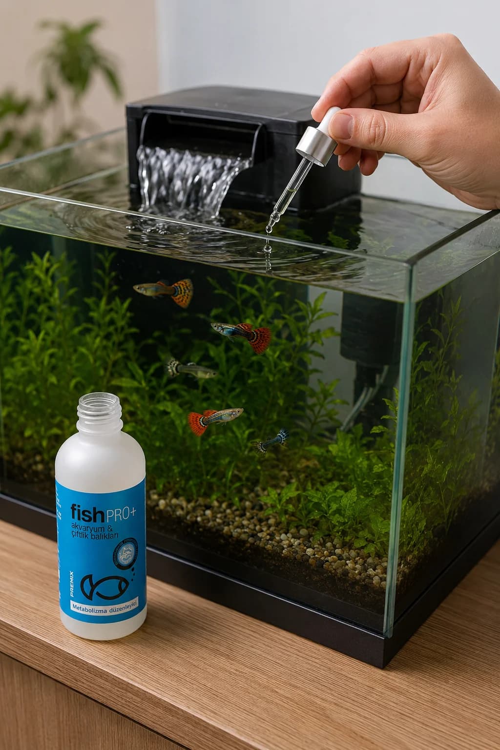 FishPro+ lepistes balığı akvaryumuna doğrudan damlatma
