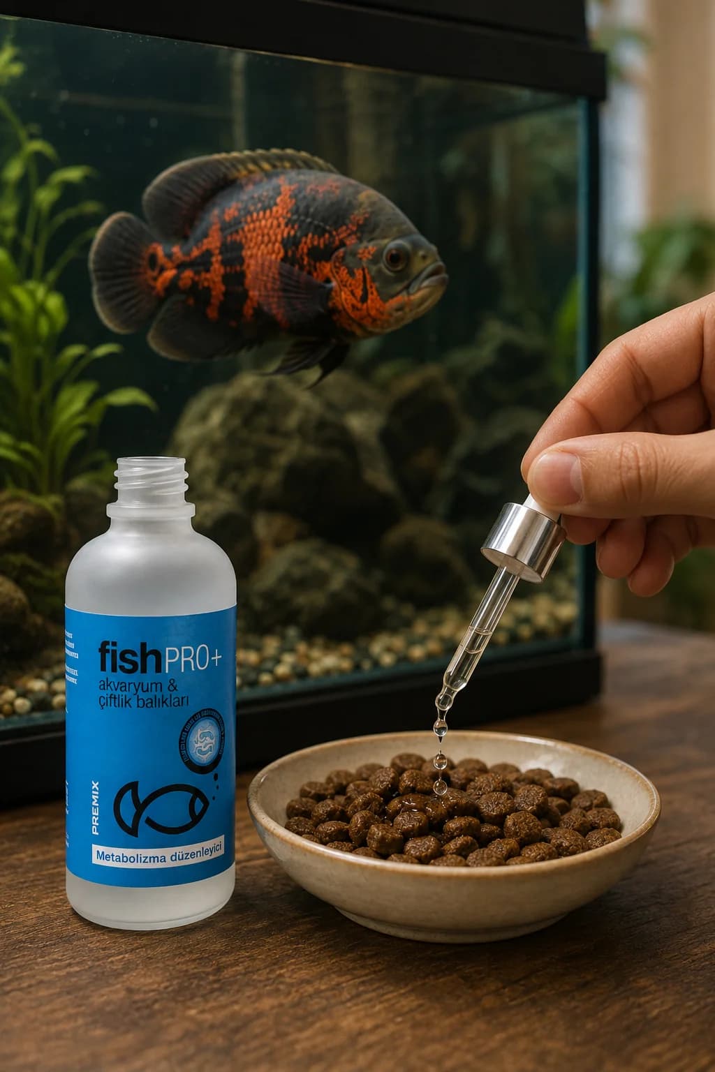 FishPro+ oscar balığı pelet yemine damlatma