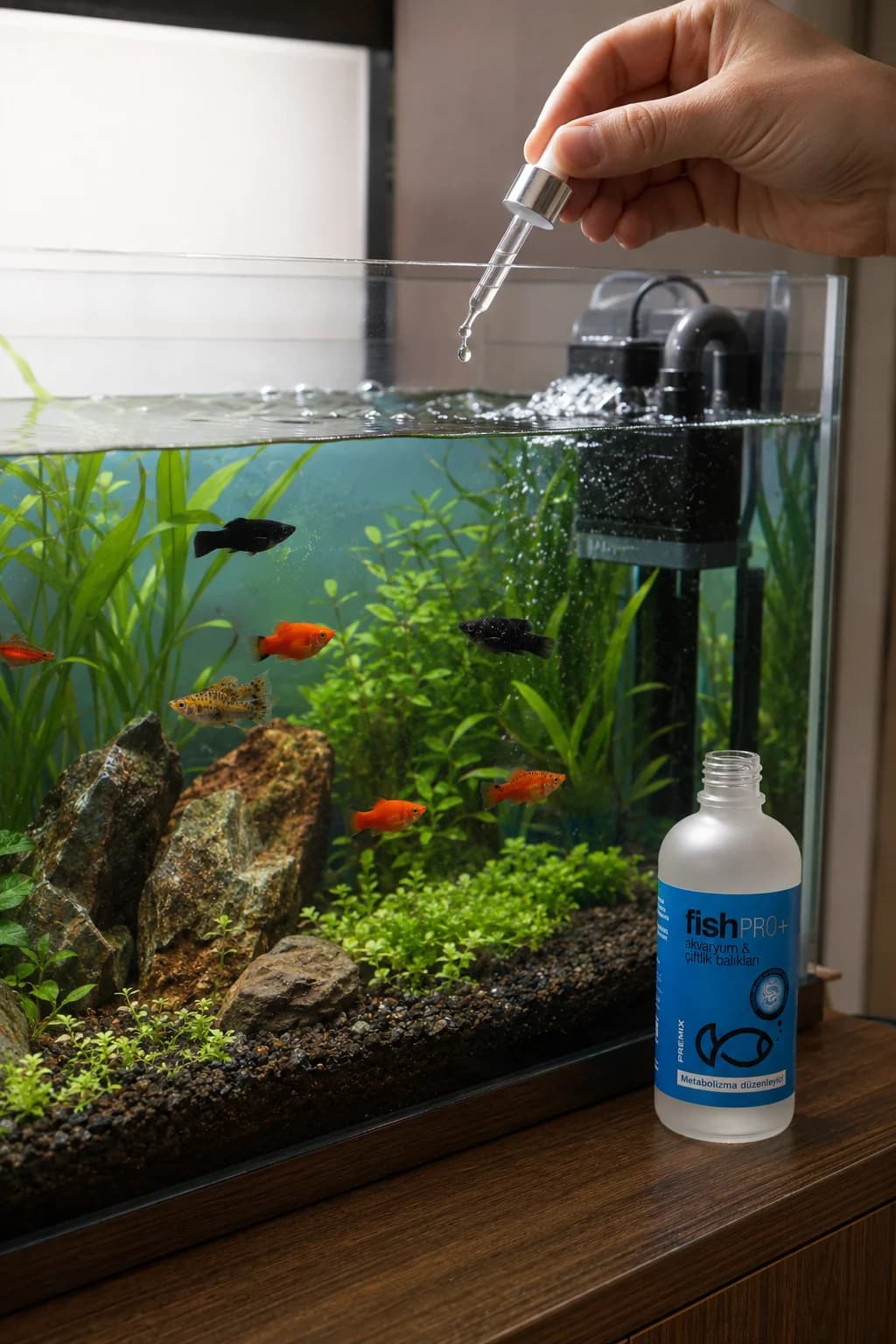 FishPro+ plati akvaryumuna doğrudan damlatma