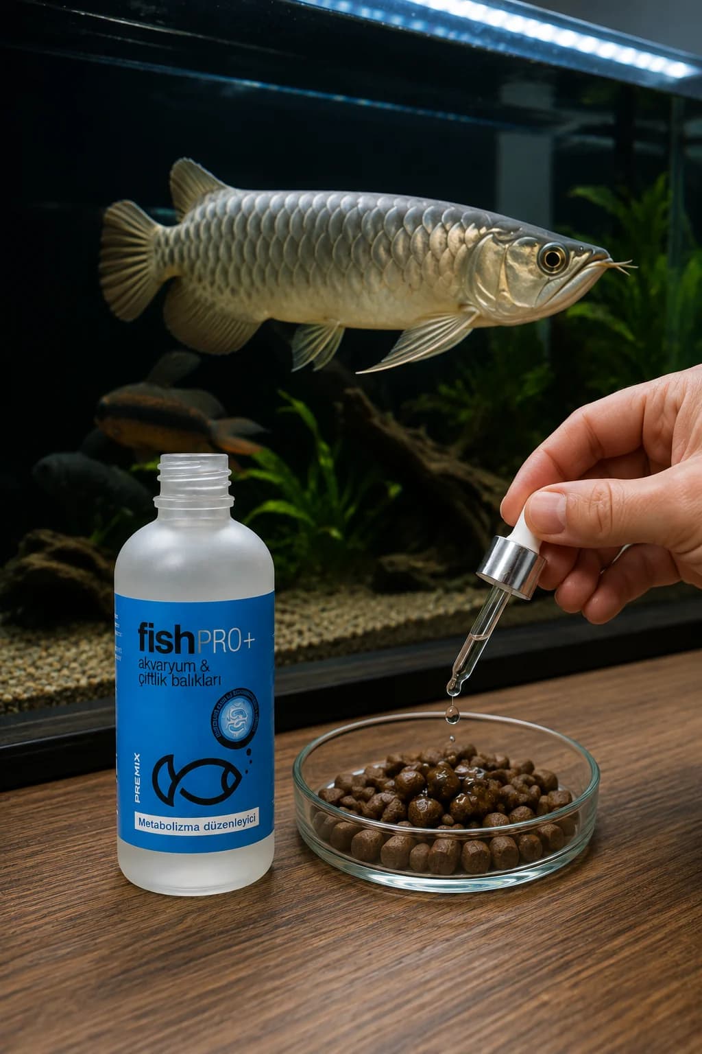 FishPro+ arowana etçil peletine damlatma