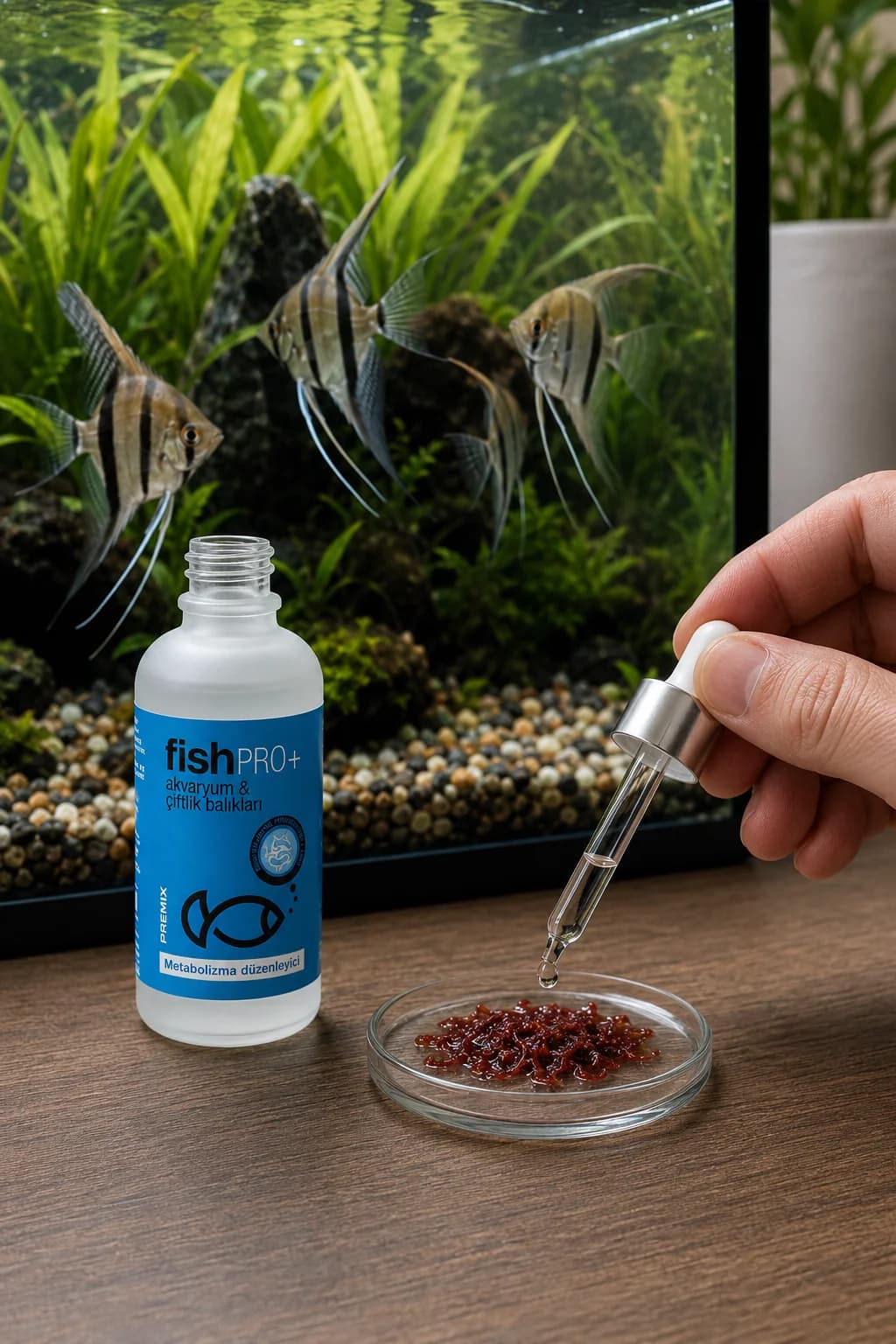 FishPro+ melek balığı yaş yemine damlatma
