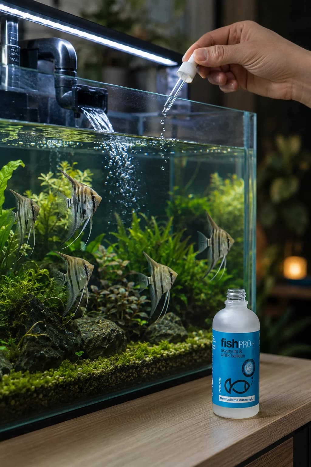 FishPro+ melek balığı akvaryumuna doğrudan damlatma